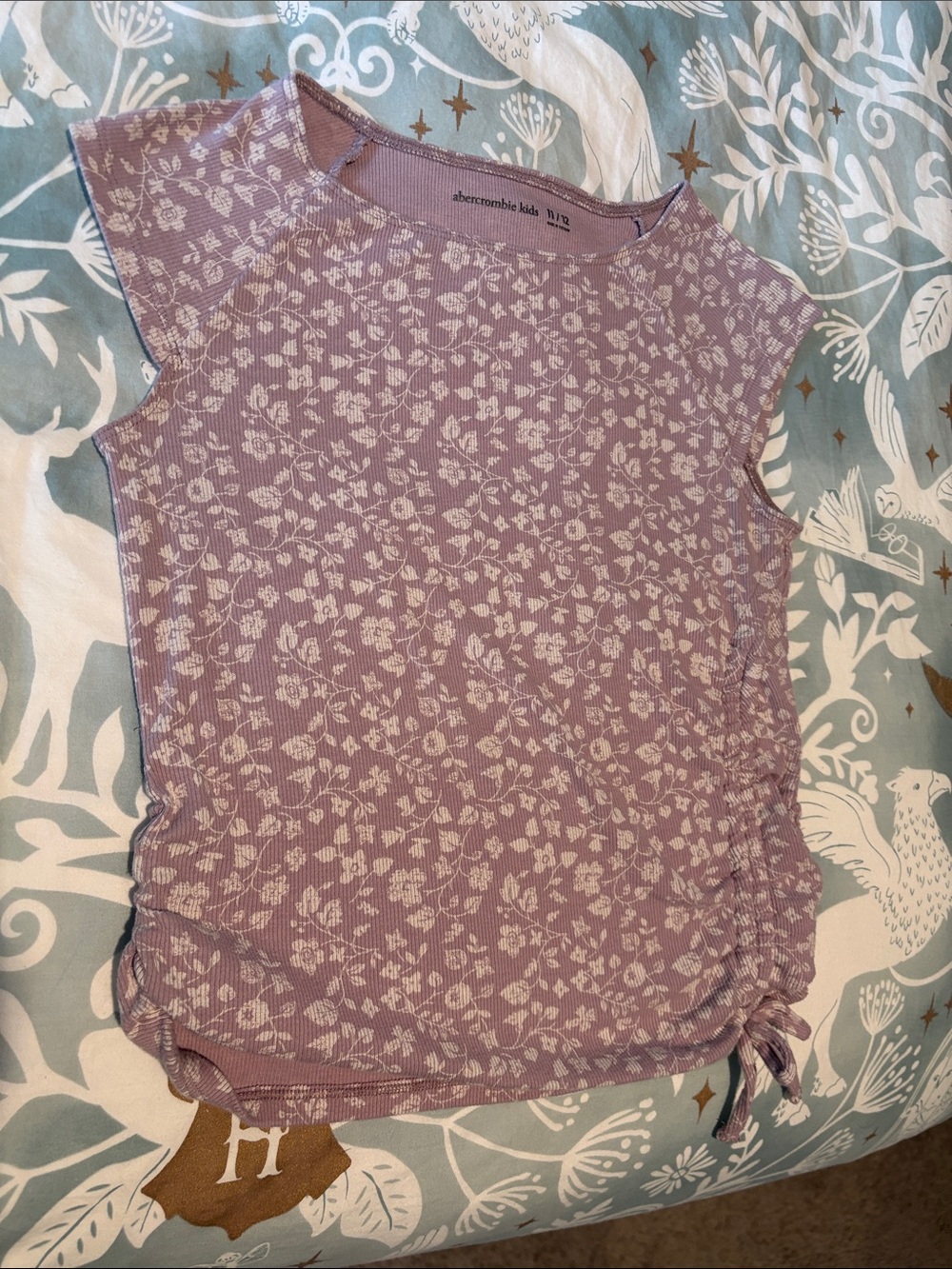 abercrombie kids Lavender Floral Side-Ruched Tank